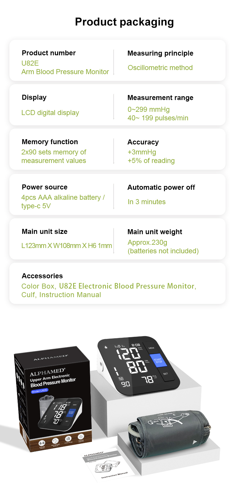 Automatic Blood Pressure Machine - Upper Arm Blood Pressure Monitor - U82E